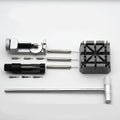 Silver metal watch strap link remover tool set for adjusting bracelet links