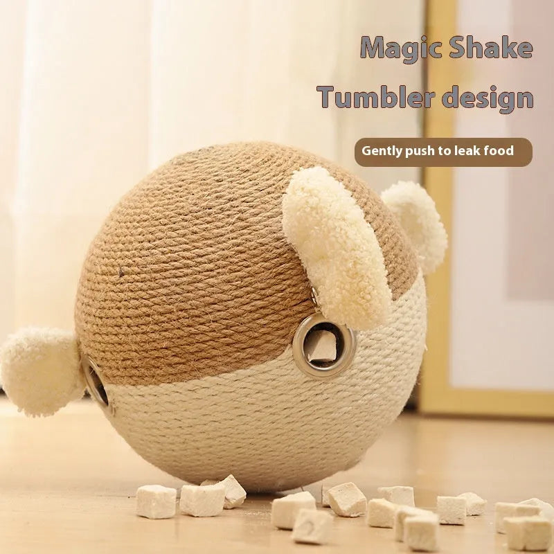 15cm cubed sisal pet puzzle toy with puffer leakage food feeder design for dogs and cats
