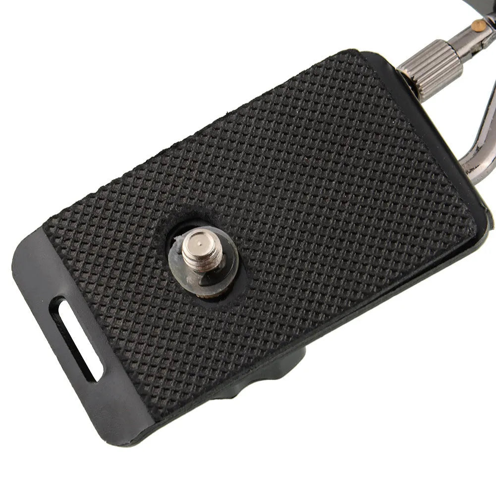 Black dual SLR camera shoulder strap with thick sponge padding and metal mounting hardware