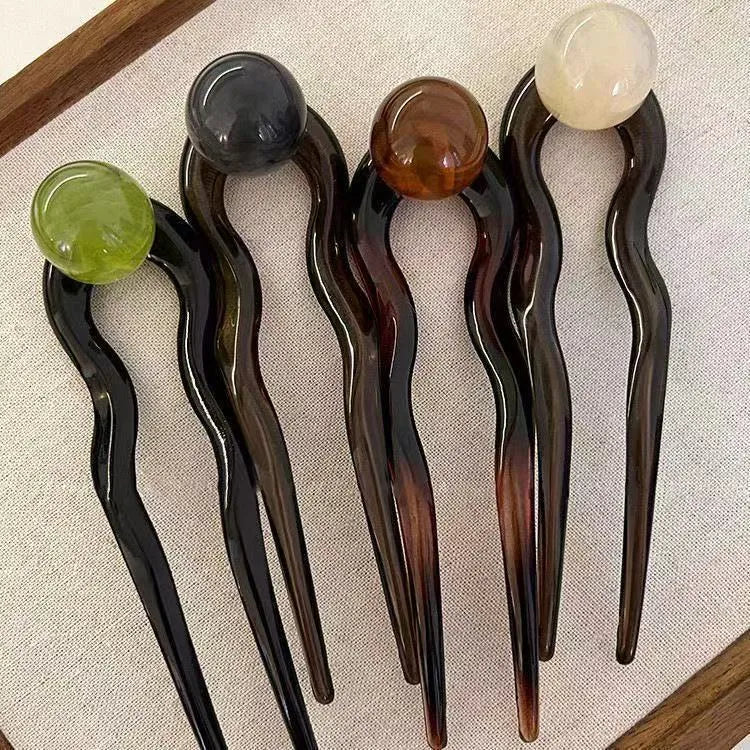 Simple U-shaped acrylic hair barrettes in multiple colour combinations