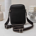 Small solid colour PU leather crossbody shoulder bag for mobile phone in beige.