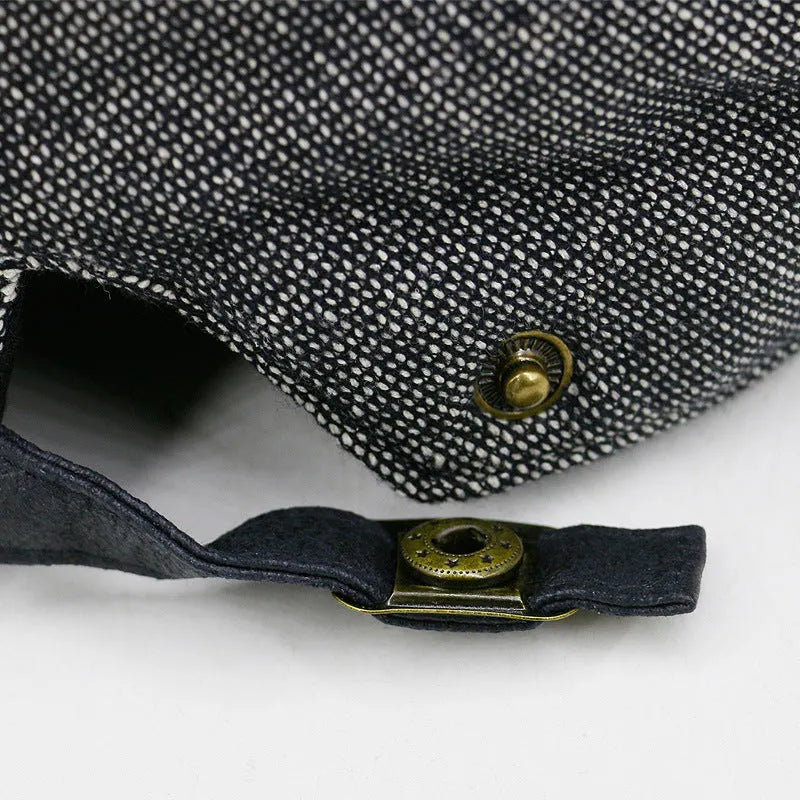 Men's adjustable cotton and linen beret in dome crown style on a neutral background