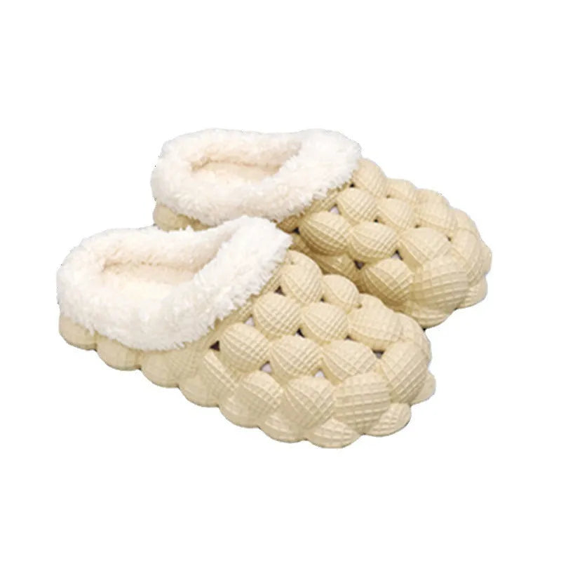 Winter anti-skid indoor slippers for women with EVA upper, thickened EVA sole, and round head, in solid colours.