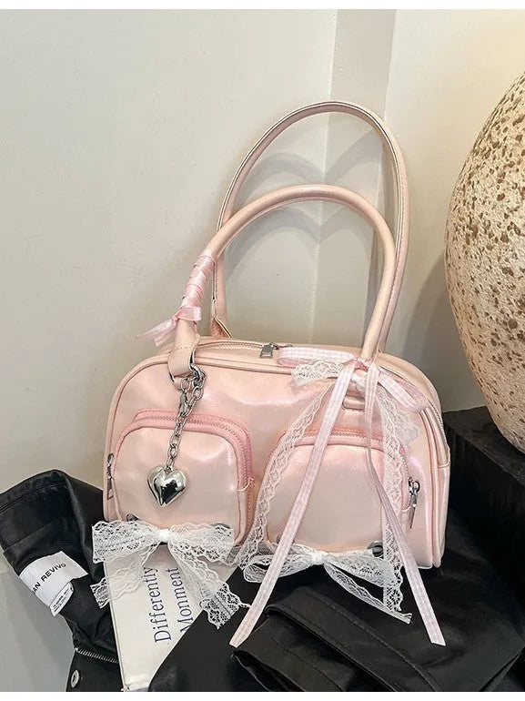 Soft PU casual shoulder bag with horizontal square shape and dual straps in beige colour