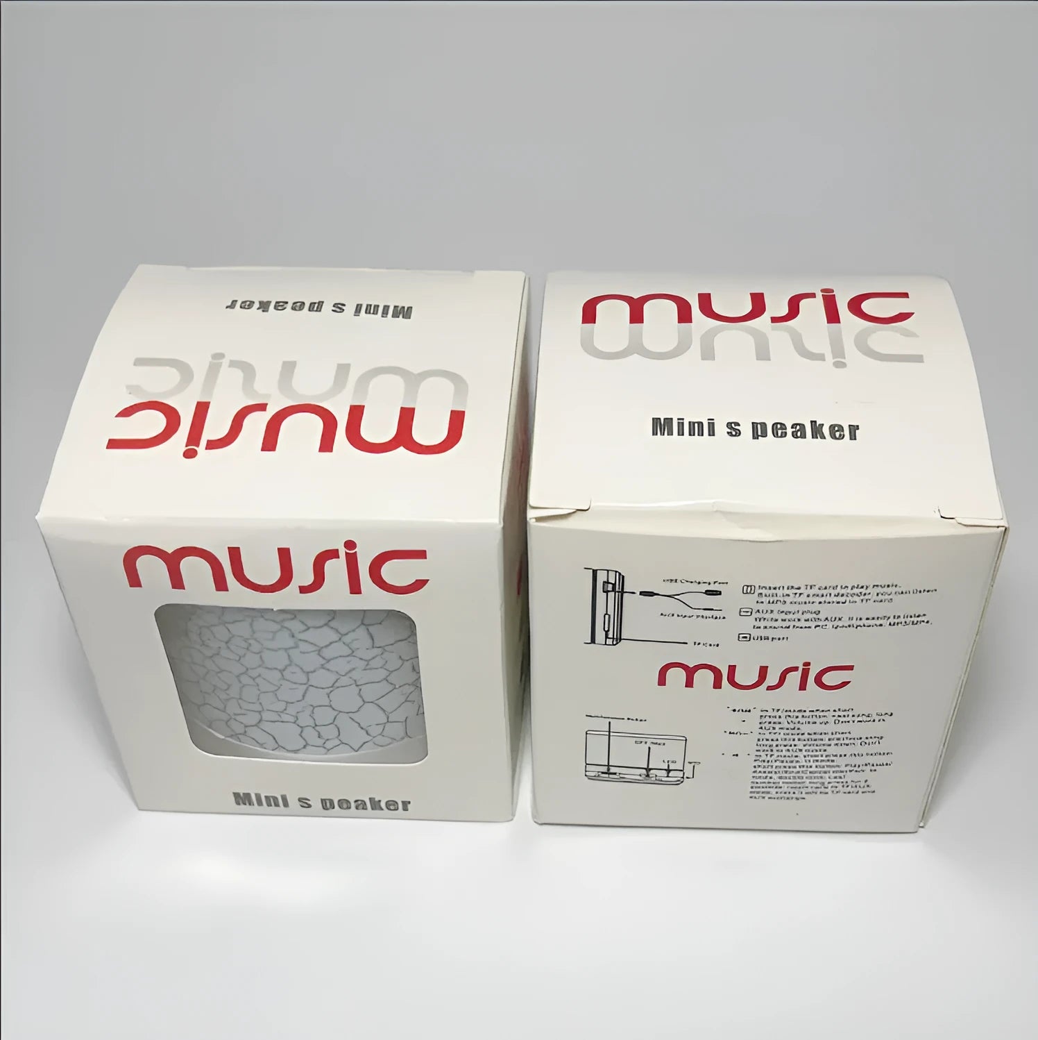 A9 Mini Cracked Bluetooth speaker in white with cracked-effect finish and LED lights
