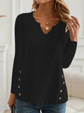 Men's casual button-front knitted sweater in solid colour with regular sleeves