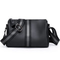 Black genuine leather one-shoulder crossbody bag with dimensions 24x16x13cm
