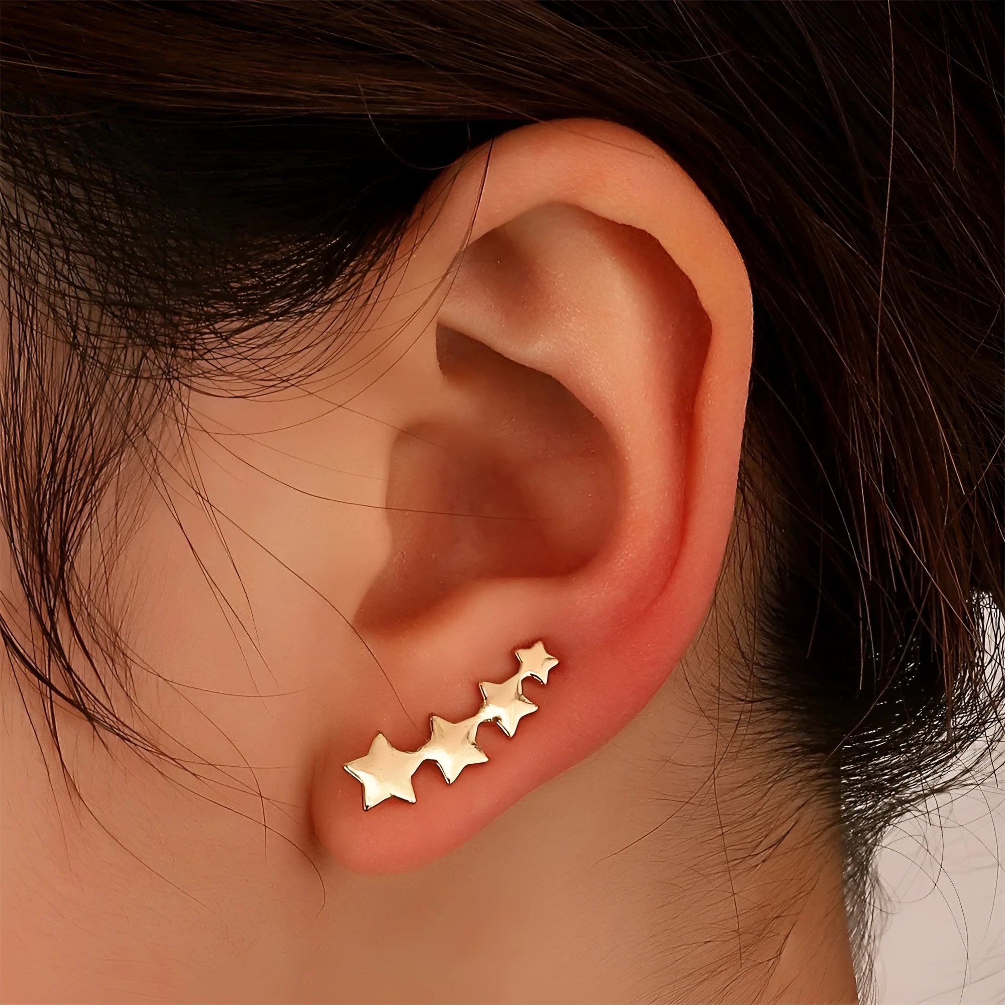 A pair of copper leaf-shaped clip-on earrings for women, KC Golden Star A-896 style.