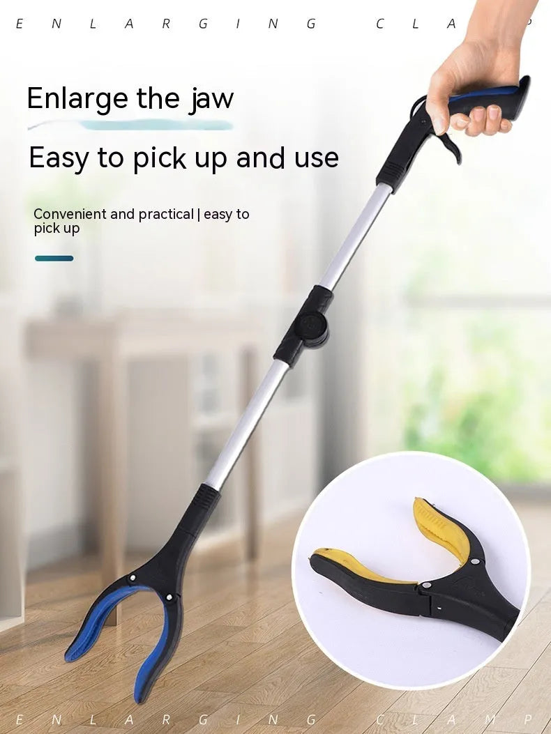 Foldable aluminium garbage clamp with magnetic sucker showing blue handle colour