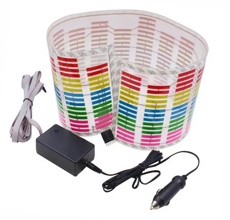 Voice control car rhythm lamp with 90x25 cm electroluminescent panel showing music synchronisation lighting