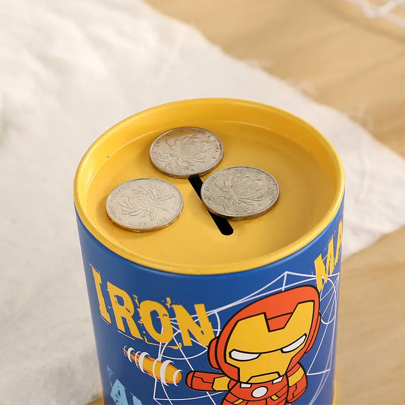 British style metal piggy bank for coin saving measuring 85mm by 85mm by 102mm