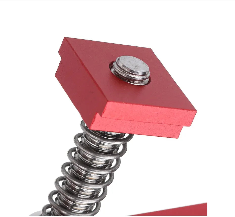 Red aluminium alloy woodworking table block slide holder with flat mouth clamp jaws