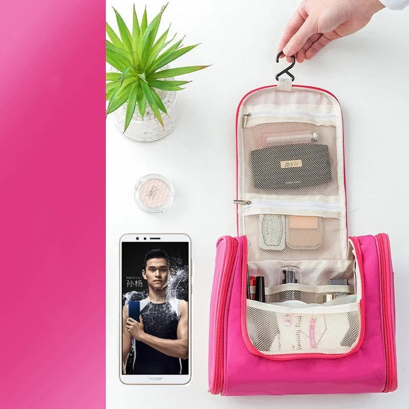 Travel waterproof cosmetic bag in ABS material, available in green, with zipper closure