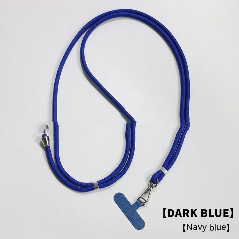 General drop-resistant phone lanyard in nylon with injection-moulded clip and gasket, 160cm length, 12g weight, available in multiple colours