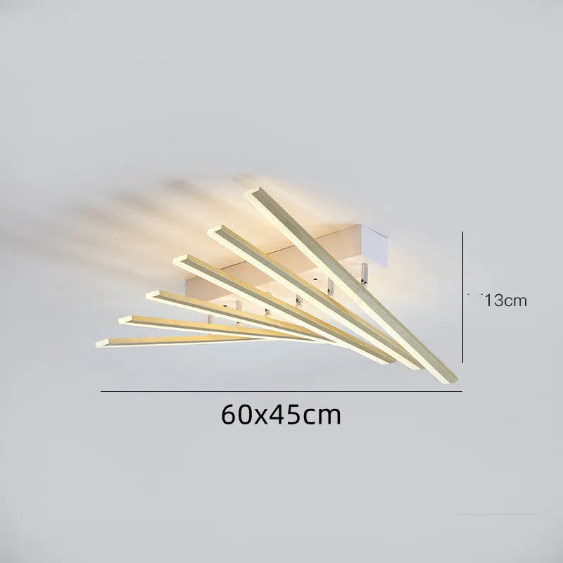 Modern ceramic ceiling light with six wave-style arms in black or gold finish.