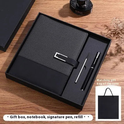 A5 soft PU leather business notebook in brown, black, green, red, or blue with gift box option