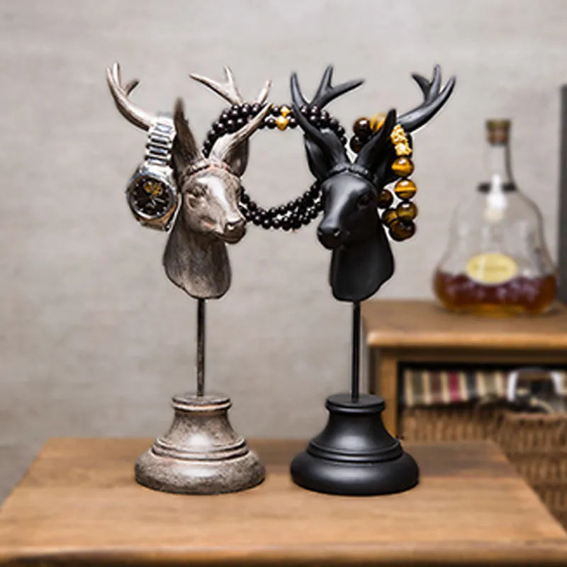 Natural resin animal sculpture home decoration in black, white and wood colour options