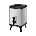 Silver stainless steel commercial milk tea bucket with square lock lid, 8 litre capacity.