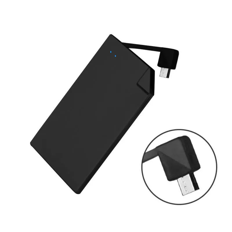 Silver graphene power bank showing slim 4mm profile with Apple and Android compatibility