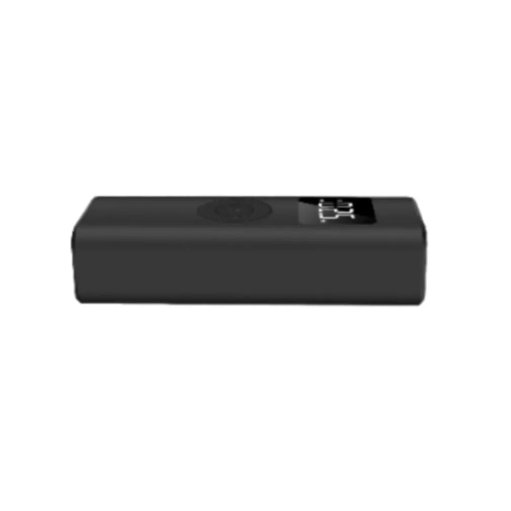 Portable 2500mAh wireless electric air pump with emergency light and USB-A output in black ABS housing