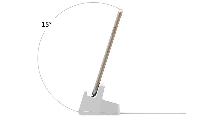 White headphone charging base with fashionable last design on wooden surface