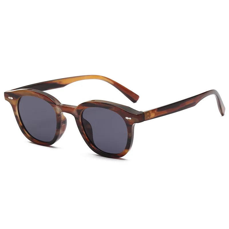 Retro round fashion sunglasses with PC frame and lenses in beige colour option