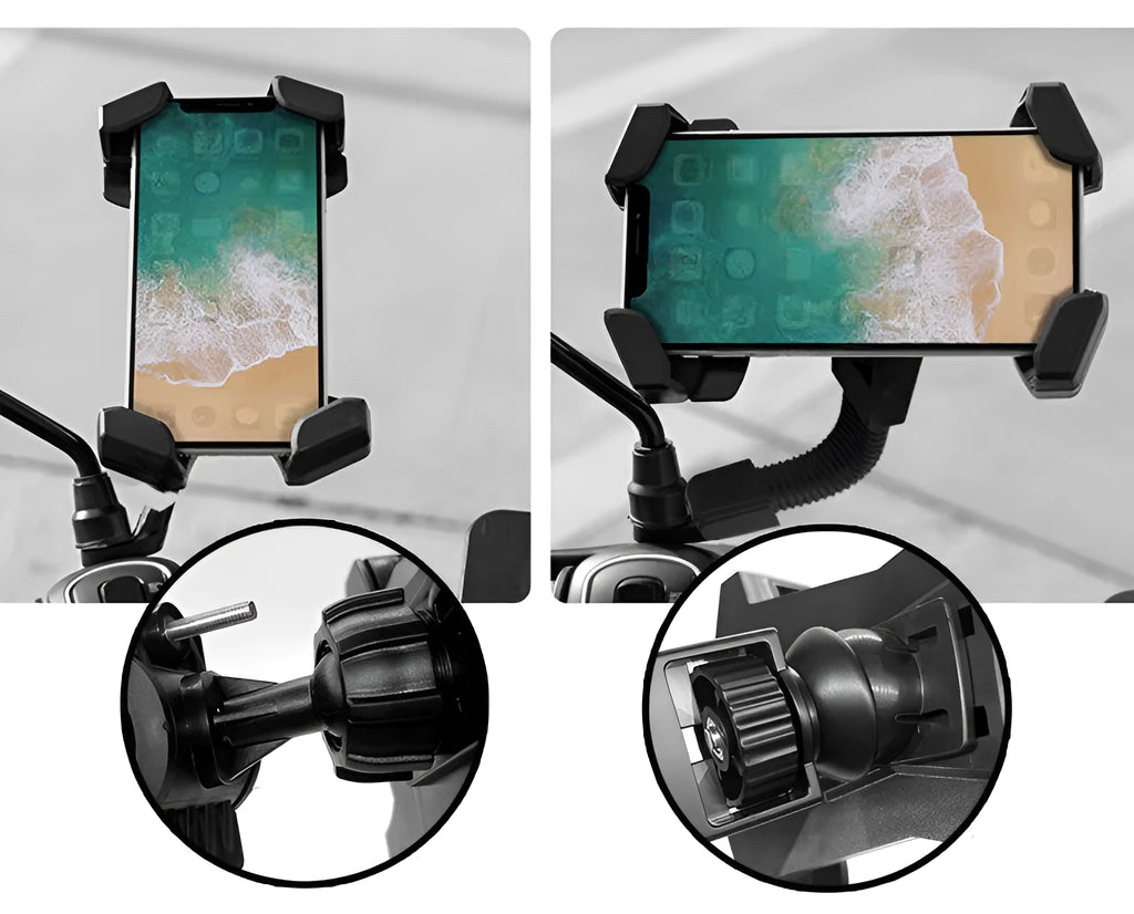 Automatic Locking Motorcycle Phone Holder Car Mount Universal for Mobile Phones ABS Plastic and Silicone Construction Bicycle and Motorcycle Compatibility Black Colour Options