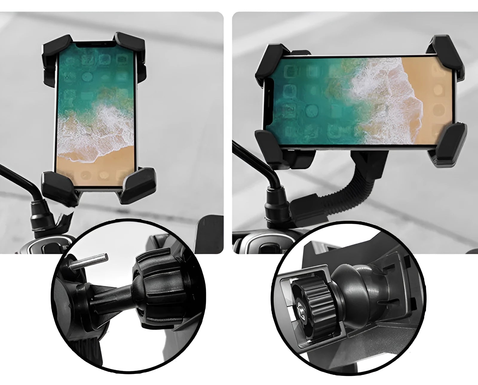 Automatic Locking Motorcycle Phone Holder Car Mount Universal for Mobile Phones ABS Plastic and Silicone Construction Bicycle and Motorcycle Compatibility Black Colour Options