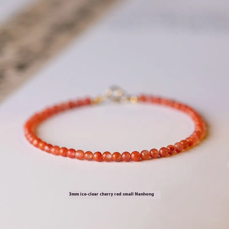 Women's retro bracelet made of red Southern Red Agate stones with a 3mm cut surface polish.