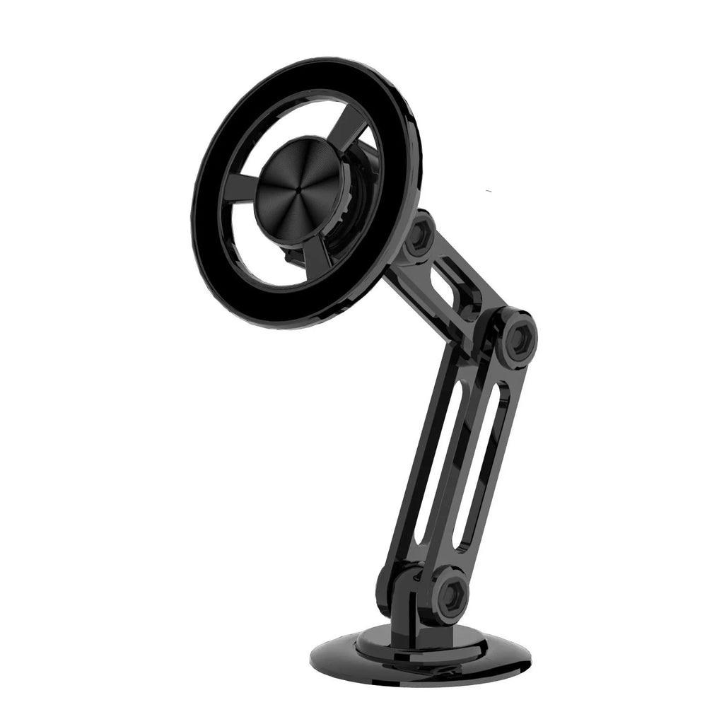All-metal magnetic car phone holder with magnetic rings and spare adhesive pads in multiple colour options
