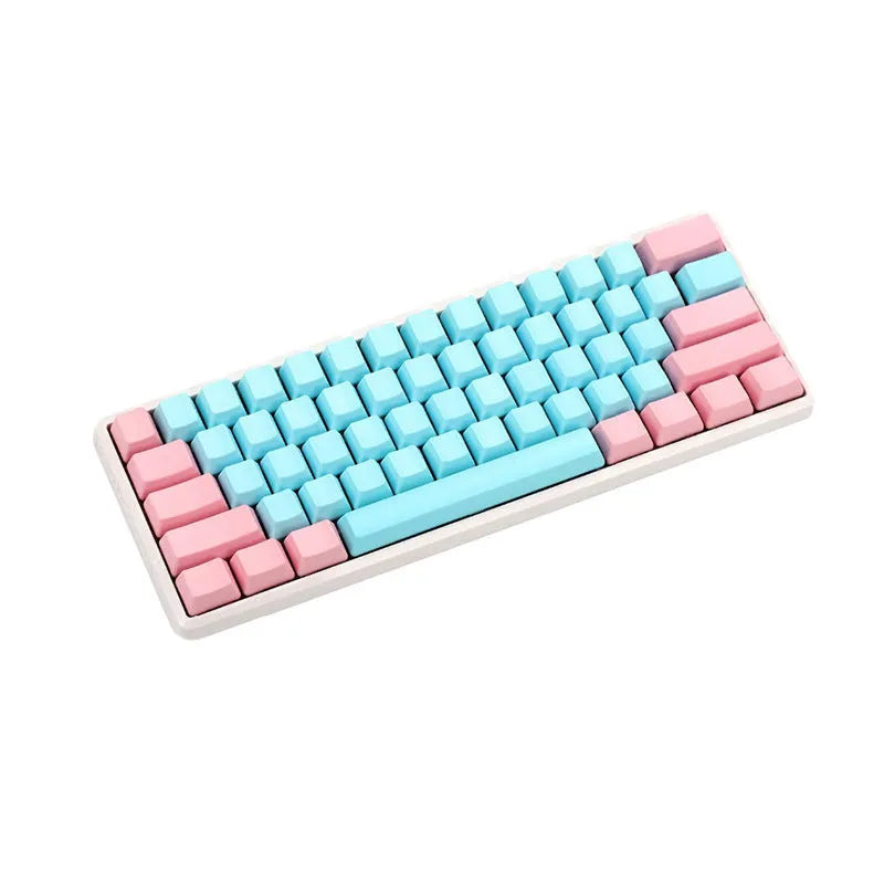 Pink PBT keycap set with side engraving for mechanical keyboards in 104, 87, and 61-key layouts