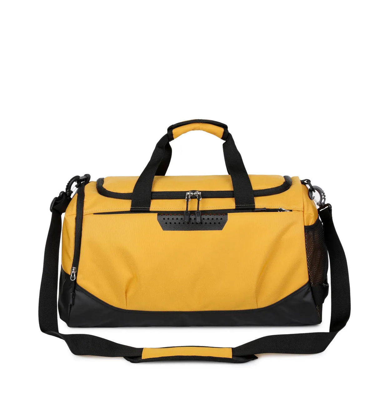 Large capacity dry wet separation sports gym bag in black, waterproof Oxford cloth with retro stitching