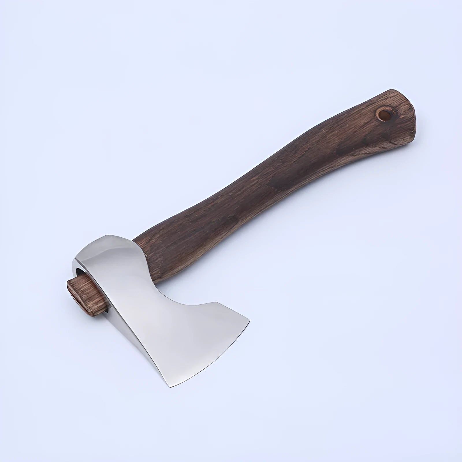 Camping axe with high carbon steel head and wooden handle for outdoor wood processing