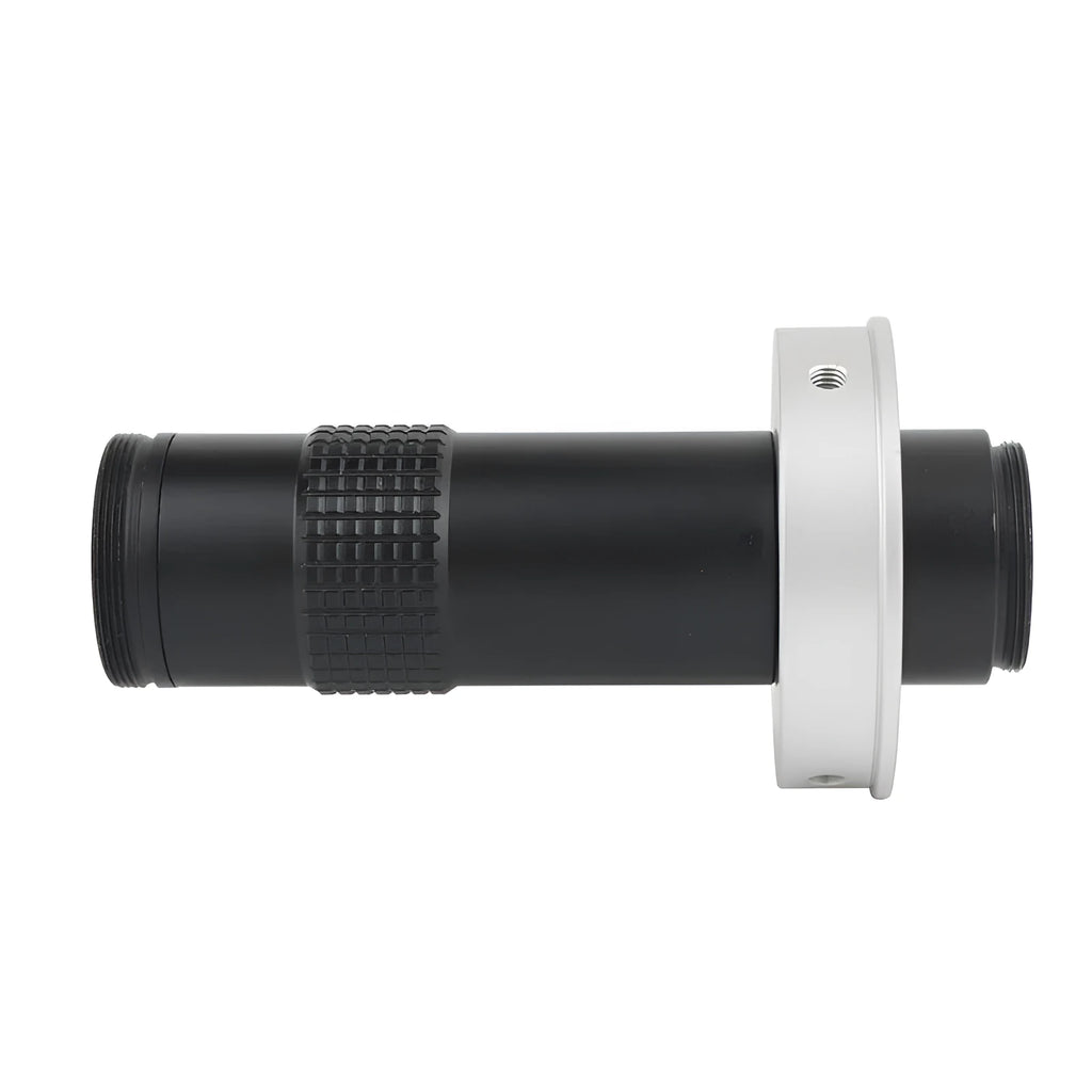 Black industrial monocular lens for cameras with 130x magnification and M12 thread mount