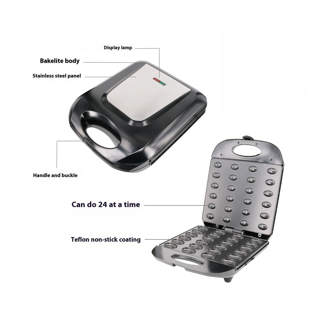 Black electric nut roasting machine for peanuts, hazelnuts and pine nuts with 1400W heating