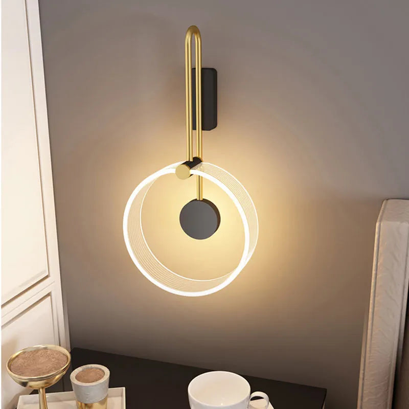 Nordic LED ceiling lamp with acrylic shade and inner ring luminous design for bedroom or living room wall mounting