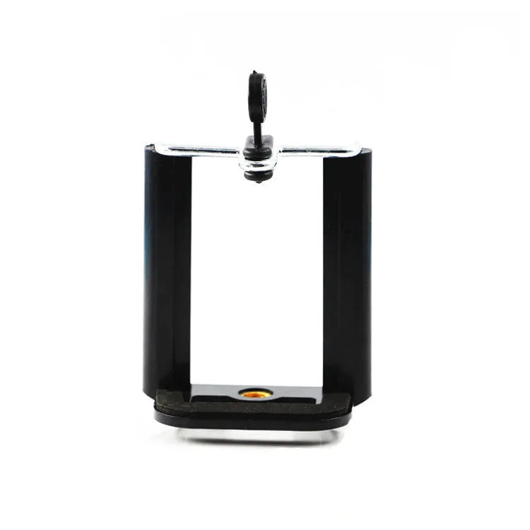 Black plastic U clip mobile phone holder showing universal bracket design