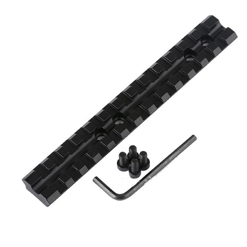 Black aluminium Weaver Picatinny shotgun scope mount 5.5-inch rail with allen key and mounting screws