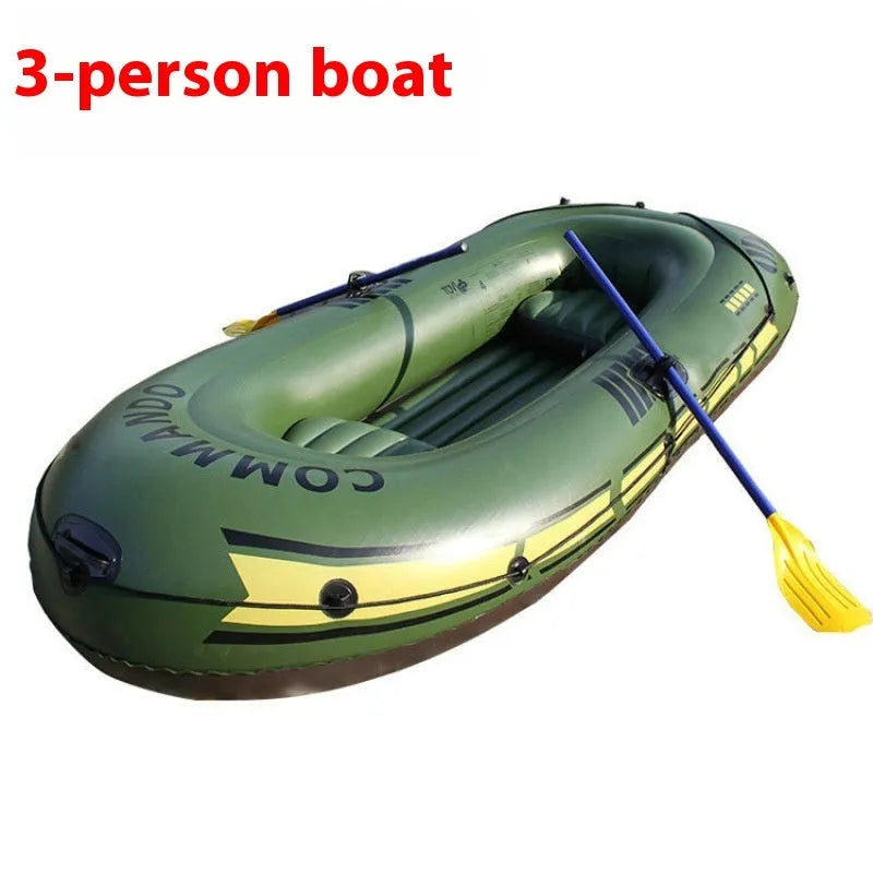 WTY thickened inflatable drifting boat green for 2-3 person outdoor fishing with kayak paddle and pump