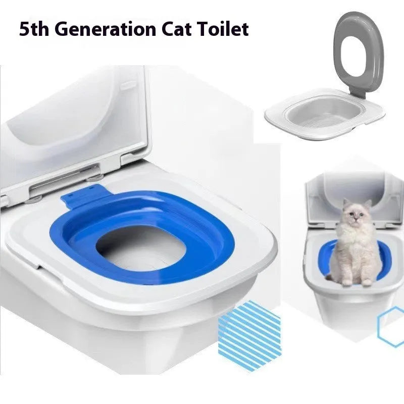 Fifth generation blue cat litter training toilet with removable absorbent mat