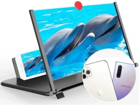 12-inch wooden screen amplifier folding bracket in black colour showing portable design