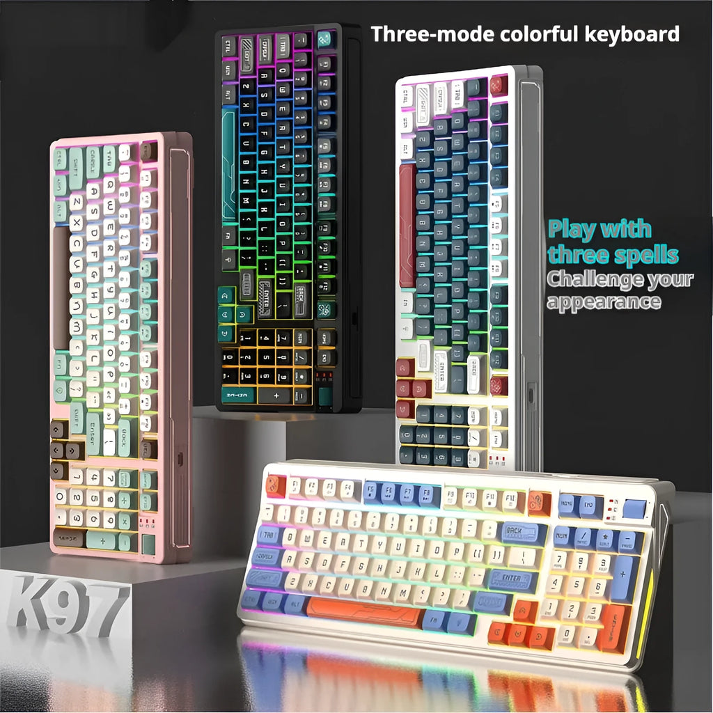 USB desktop keyboard with luminous colour-changing backlight showing black and green colour combination