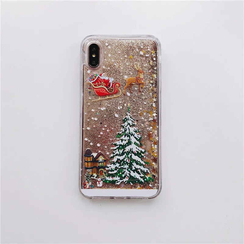 Quicksand design phone case with transparent double layer and Christmas colour options