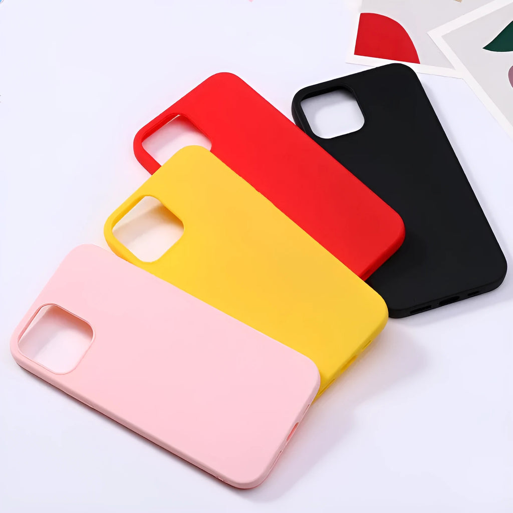 Slim solid colour TPU back cover phone case for iPhone 12 series in black