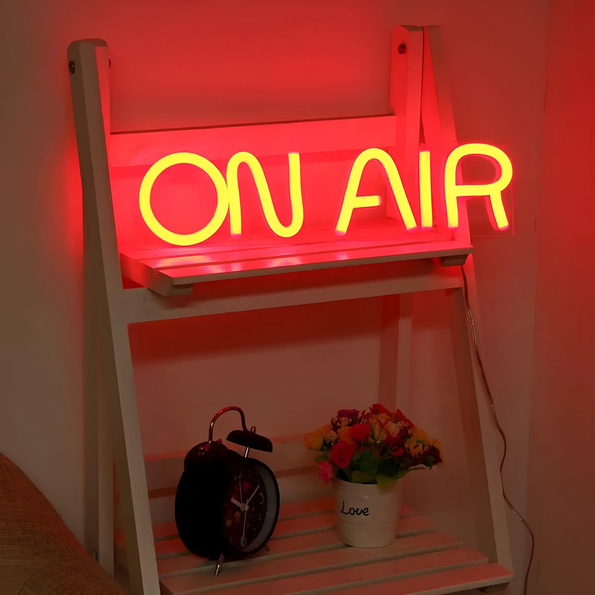 Square acrylic bar light sign with custom LED neon decoration measuring 40cm wide