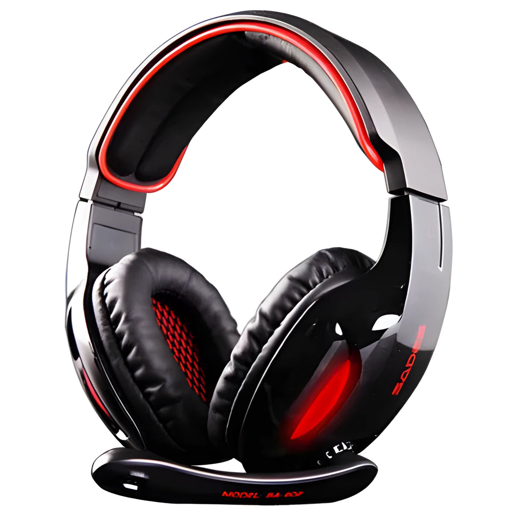 Black SADES SA 902 wired USB gaming headset for PC with over-ear cups, microphone, and adjustable headband.