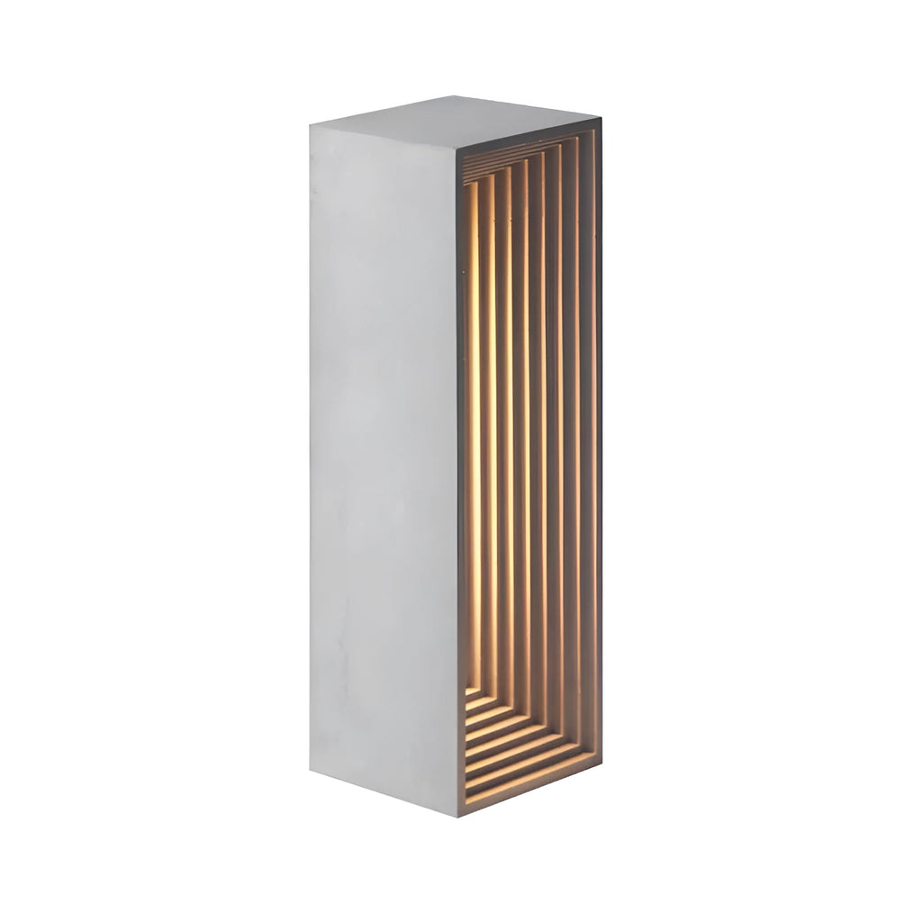 Concrete building night light table lamp in cement grey with LED illumination and Nordic style