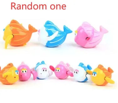 Plastic baby tortoise bath toy floating in water for bath time play