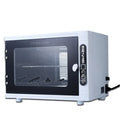 Silver mini UV steriliser cabinet with stainless steel liner for salon tool disinfection.