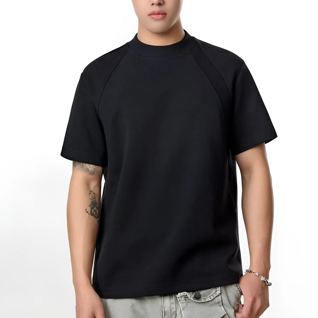 Air layer stitching short sleeve top in loose fit polyester